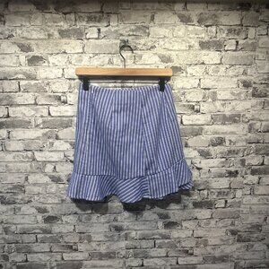 EUC Shein Sky Blue White Stripe Skirt W/Tie Size Small